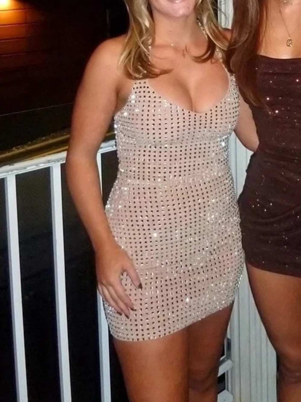 White fox embellished mini dress